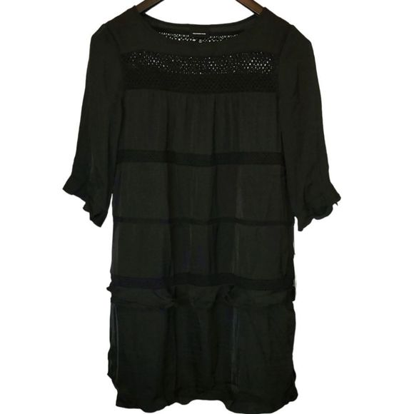 Who What Wear Black Boho Style Dress w/Eyelit Detail Size Medium - Picture 1 of 6